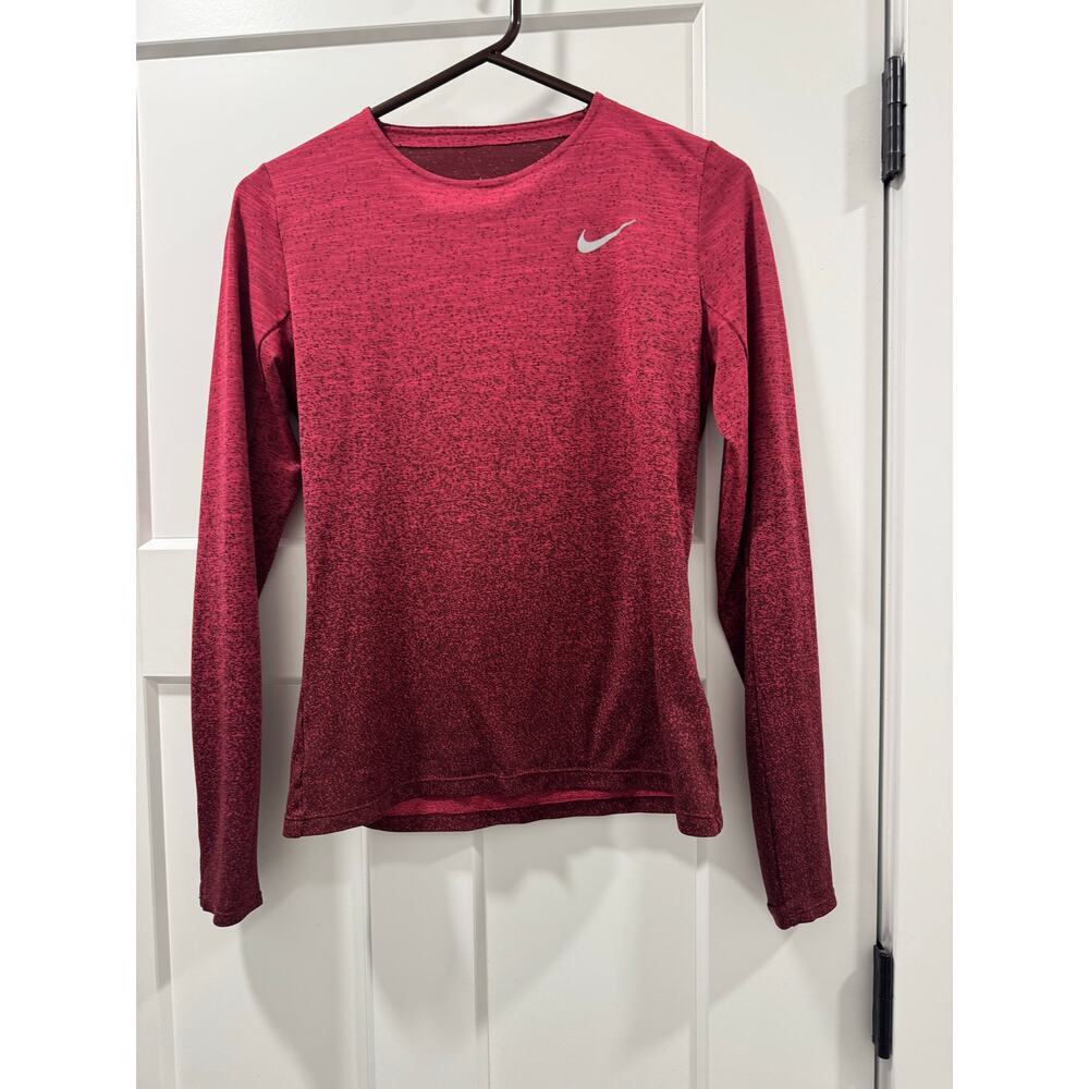 Burgandy Nike Dri Fit Running Compression Long sleeve M - Picture 7 of 7